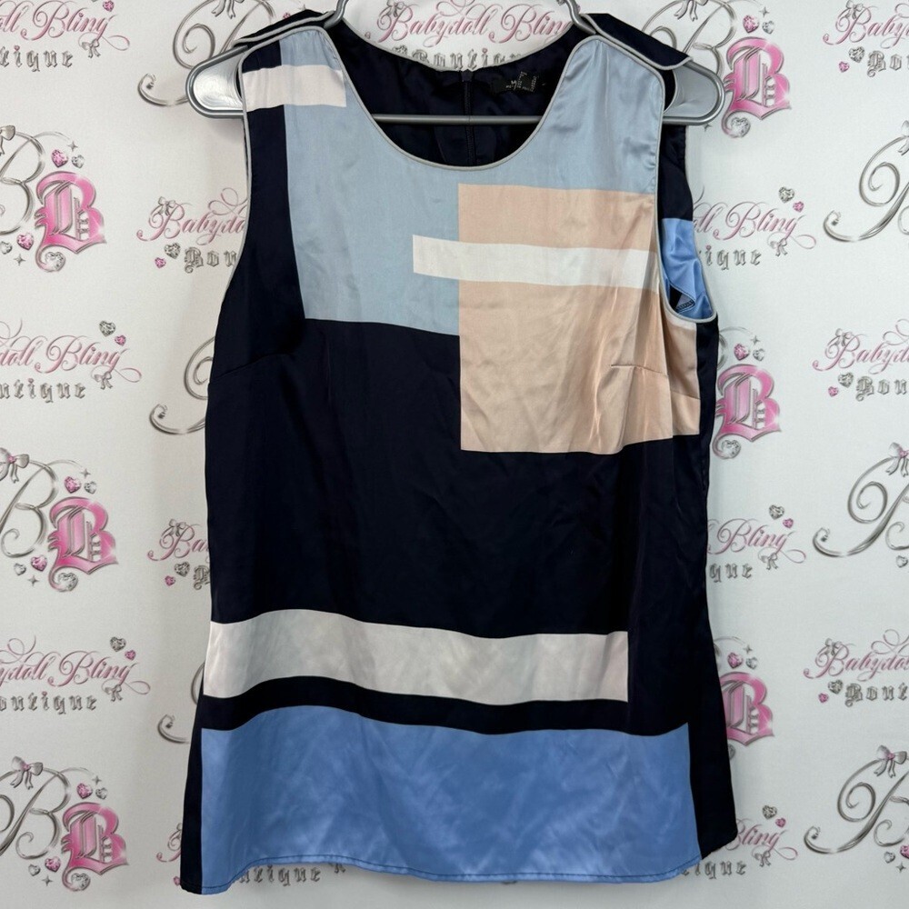 Mexx tank top blouse, shiny shimmer material Color Block Sleeveless Top shirt